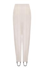 Amal Al Mulla Ivory Suede Fitted Crop Pants