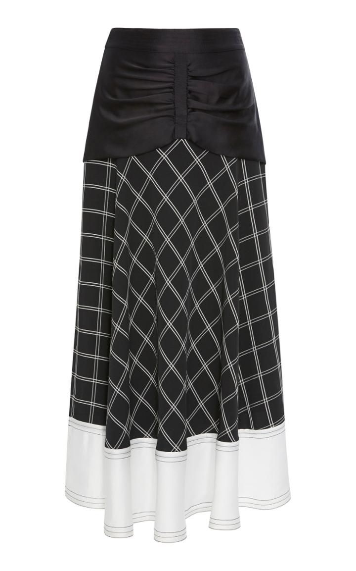 Self Portrait Mixed Prints Paneled Midi Skirt