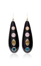 Ashley Pittman Upendo Whiskey Quartz Pink Amethyst Blue Spinel And Orange Zircon Earrings