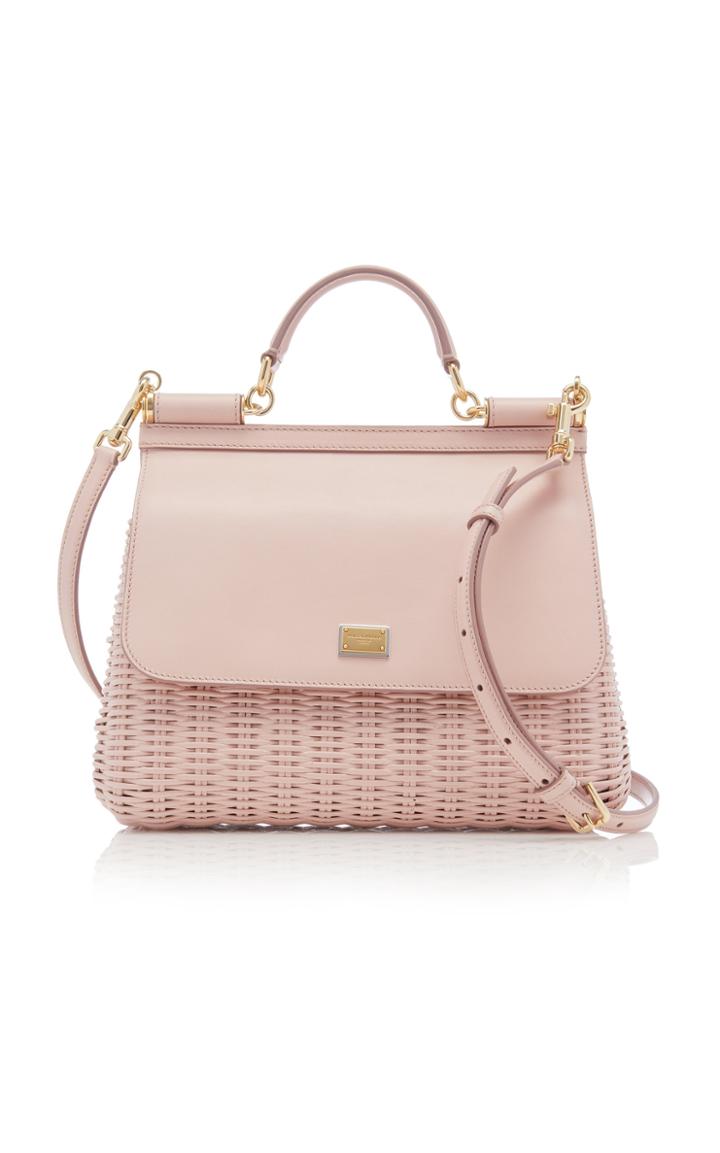 Dolce & Gabbana Sicily Leather And Raffia Bag