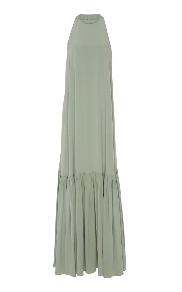 Tibi Heavy Silk Cdc Long Halter Dress