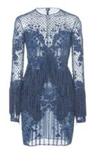 Zuhair Murad Bead Embroidered Tulle Mini Dress With Fringe