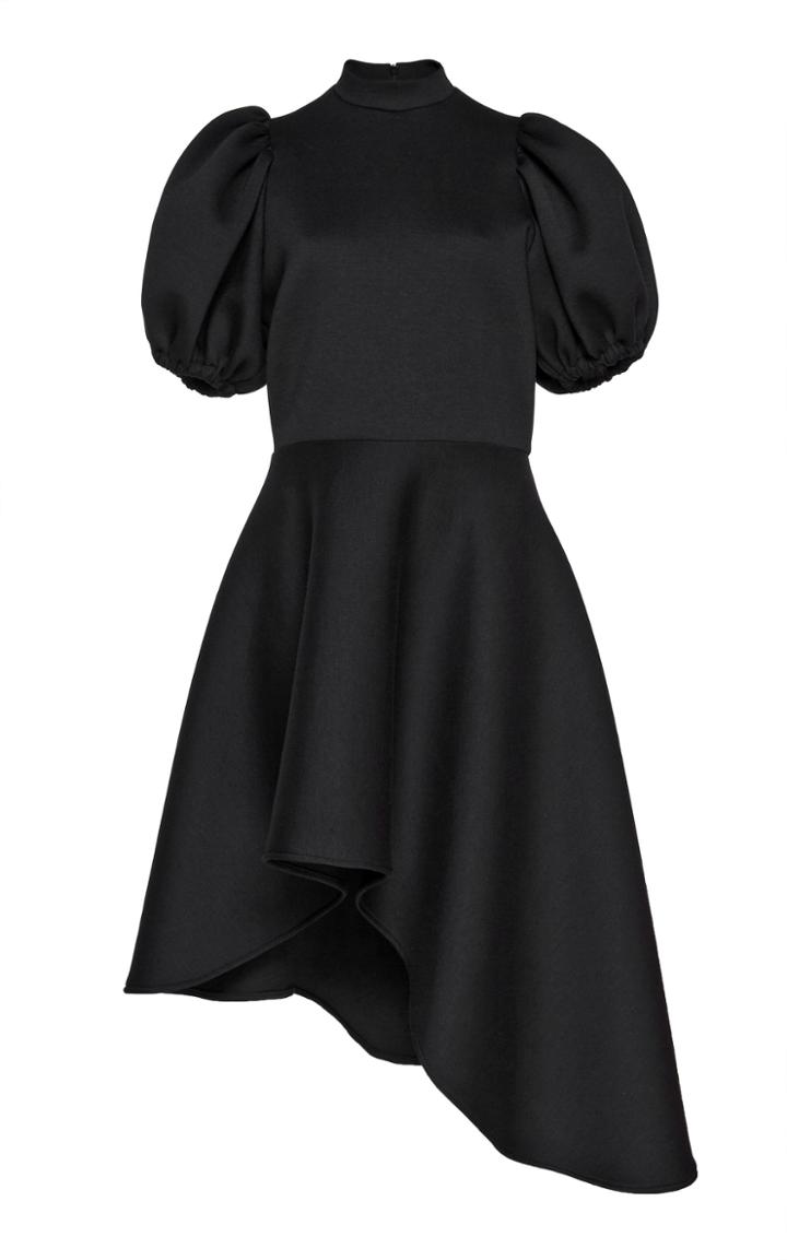 Beaufille Leo Asymmetric Puff-sleeve Crepe Midi Dress