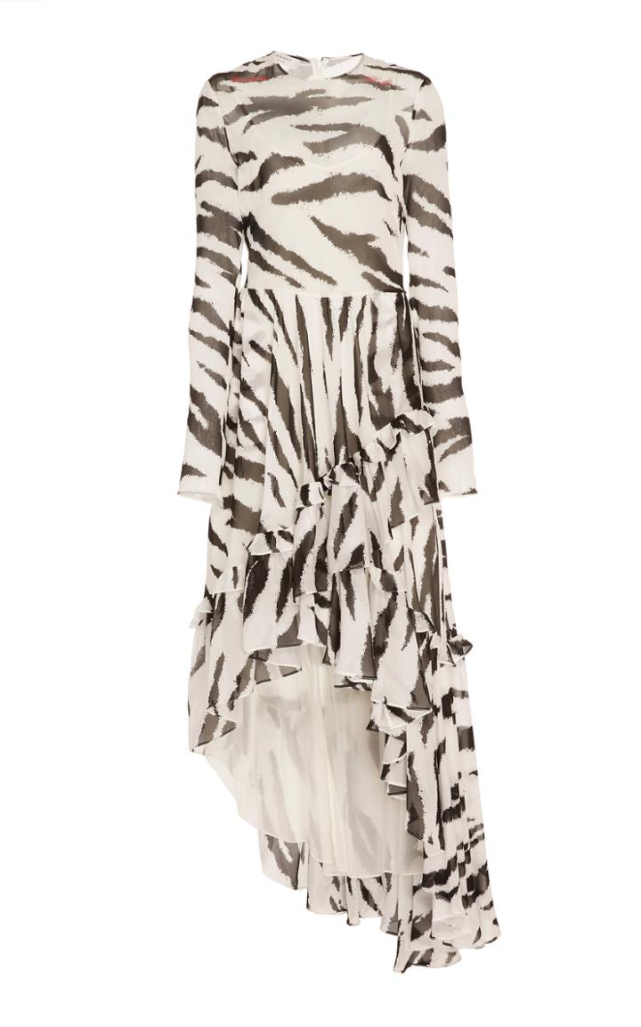 Philosophy Di Lorenzo Serafini Zebra-print Georgette High-low Dress