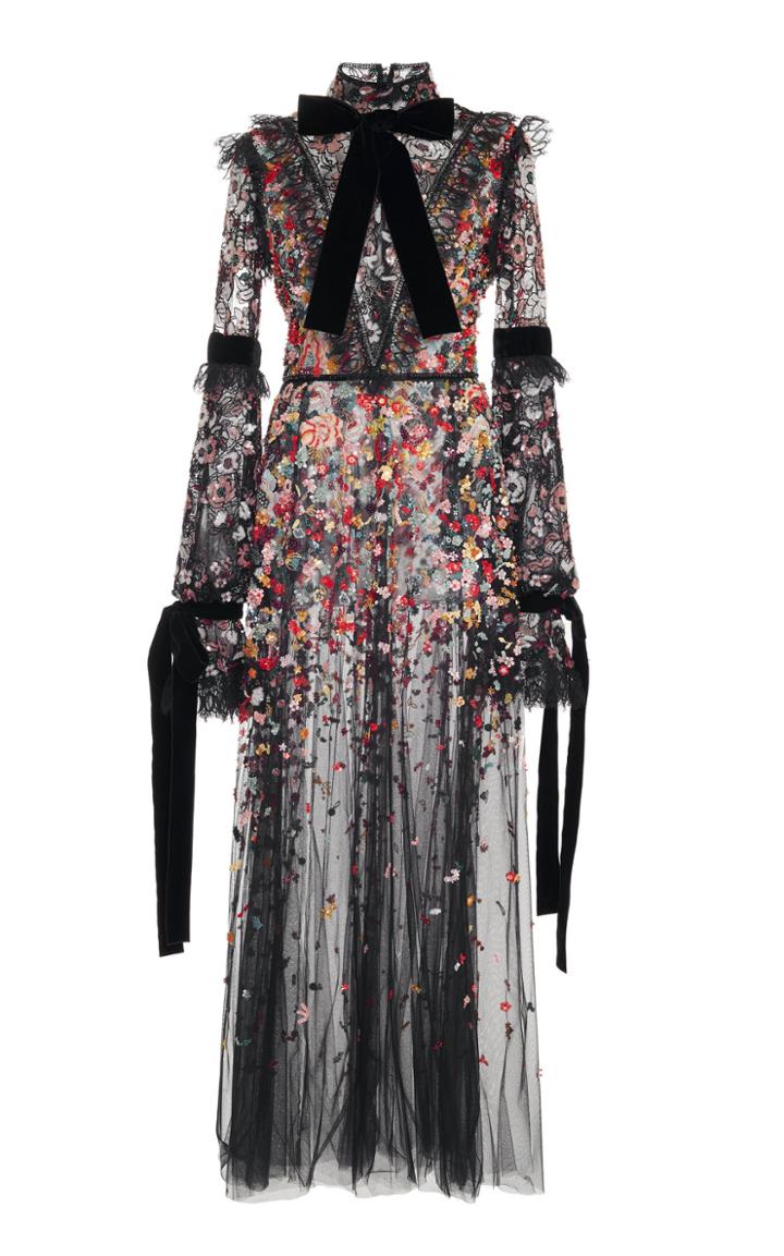 Elie Saab Bead Embroidery Lace Dress