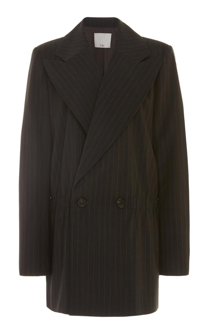 Tibi Tailored Oversized Pinstriped Wool-blend Blazer