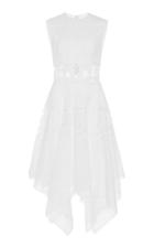 Costarellos Asymmetric Broderie Anglais And Lace Cotton Dress