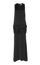 Marina Moscone Ruched Silk Maxi Dress