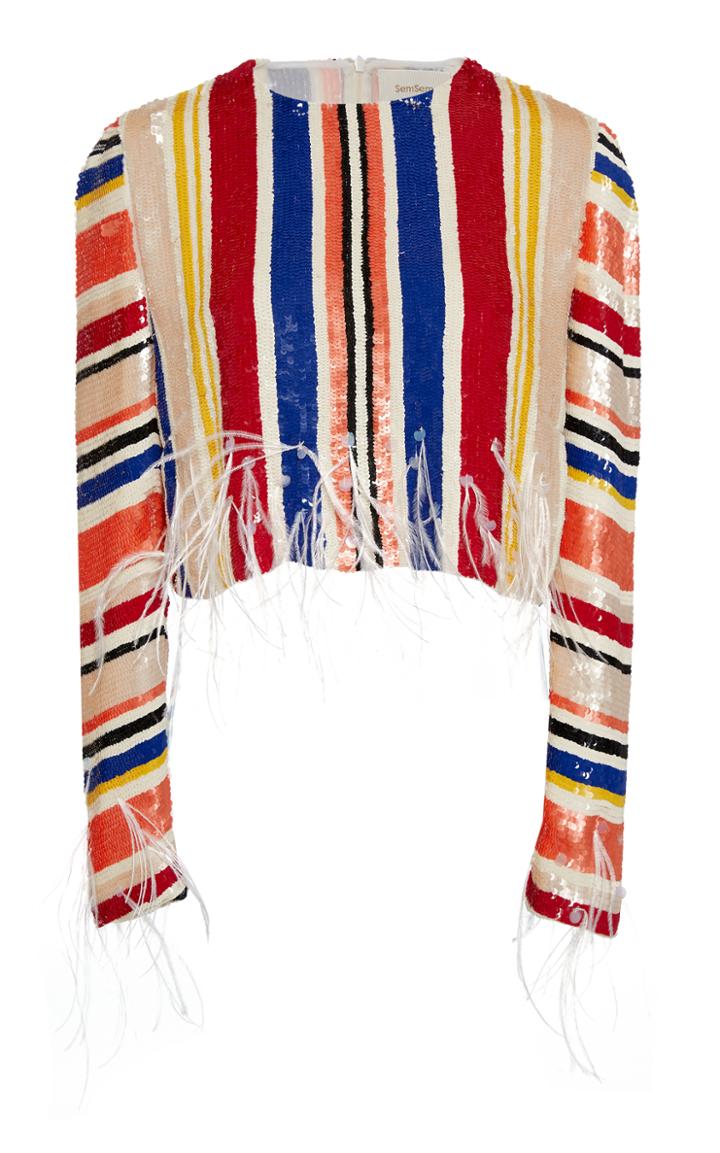 Semsem Rafah Cropped Sequin Top