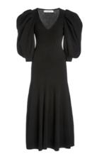 Carolina Herrera Puffed-sleeve Ribbed-knit Midi Dress