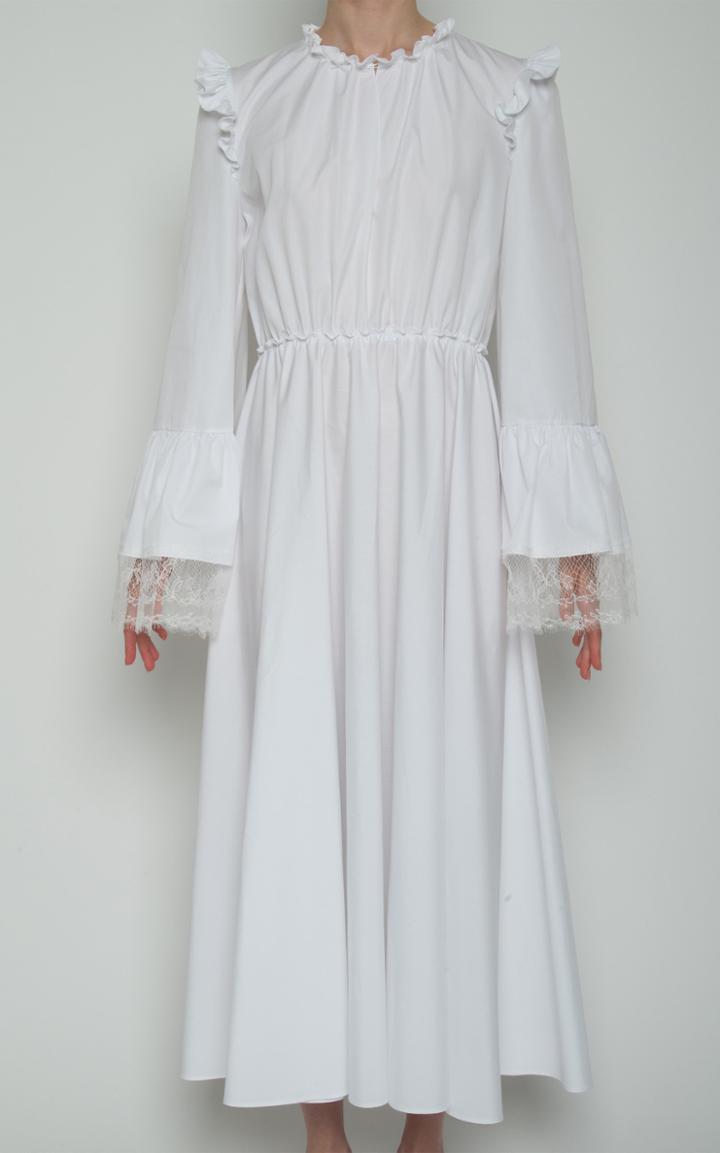 Moda Operandi Giambattista Valli Lace Trim Cotton Long Sleeved Dress