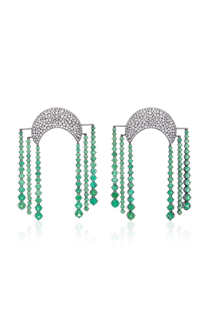 Lauren X Khoo Cosmic Dynasty 18k Gold And Tsavorite Garnet Chandelier Earrings