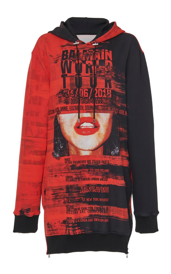 Balmain Printed Neoprene Hoodie Dress