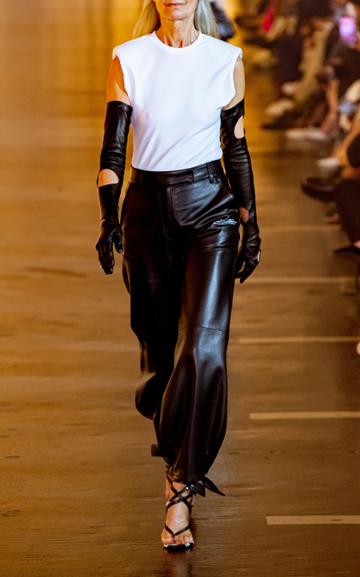 Off-white C/o Virgil Abloh Tie-detailed Leather Wide-leg Pants