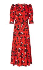 Derek Lam Floral Printed Georgette Pouf Sleeve Dress