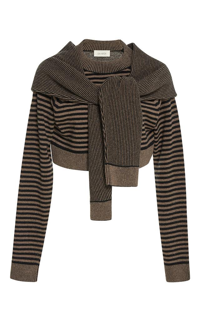 Isa Arfen Wrap Sleeve Cropped Wool Sweater