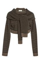 Isa Arfen Wrap Sleeve Cropped Wool Sweater
