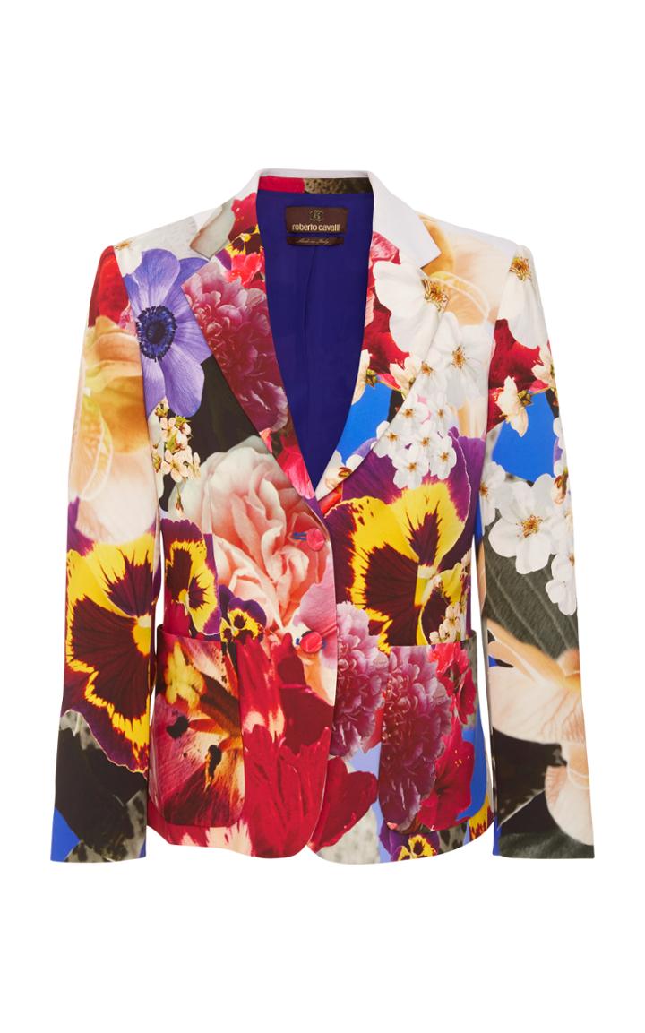 Roberto Cavalli Floral-print Crepe Blazer
