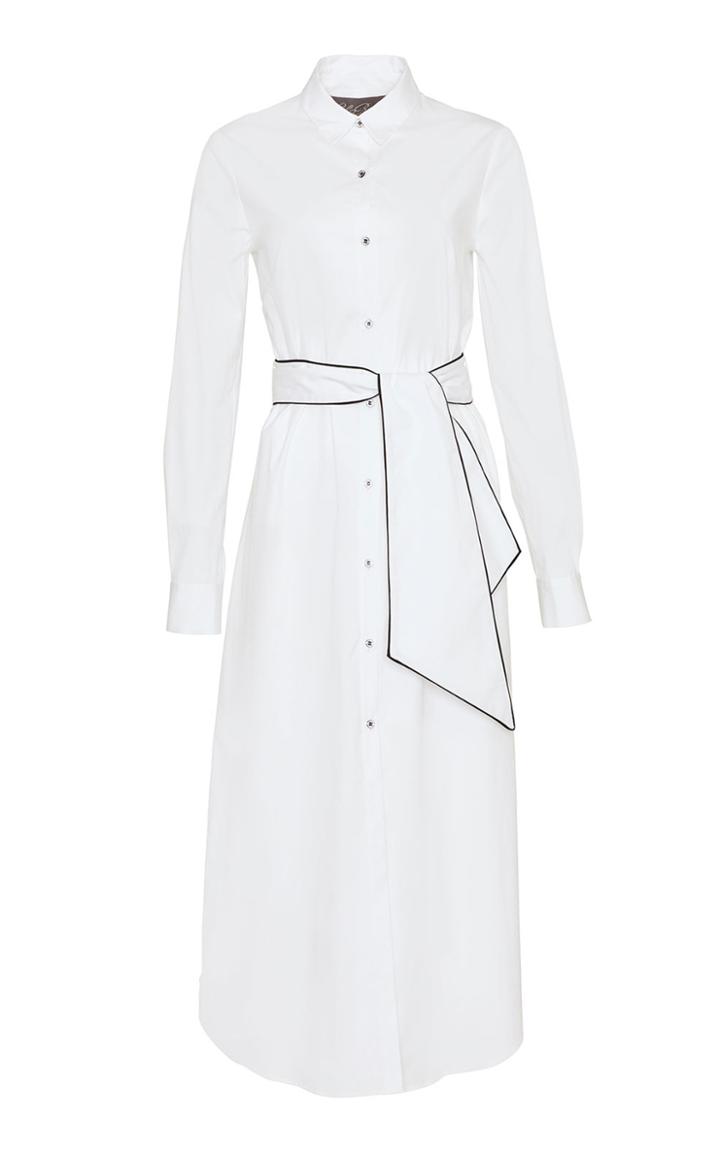 Moda Operandi Lela Rose Belted Cotton-blend Shirt Dress