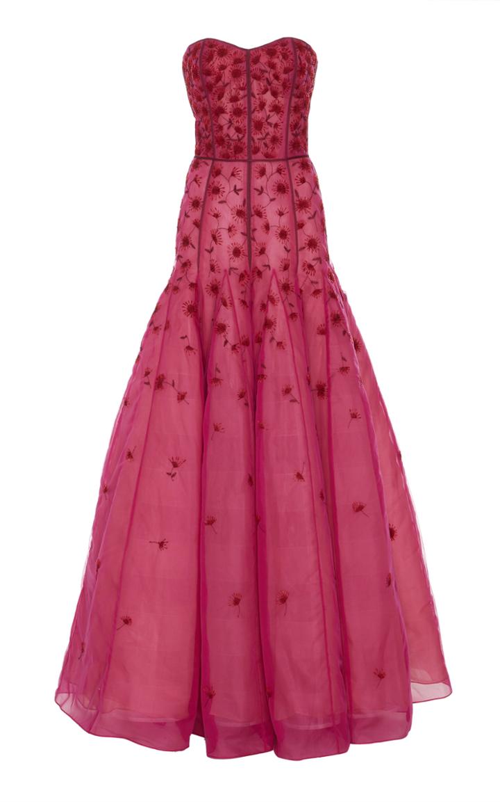 J. Mendel Strapless Embroidered Gown