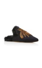 Sanayi 313 Ragno Fur-lined Faille Slippers
