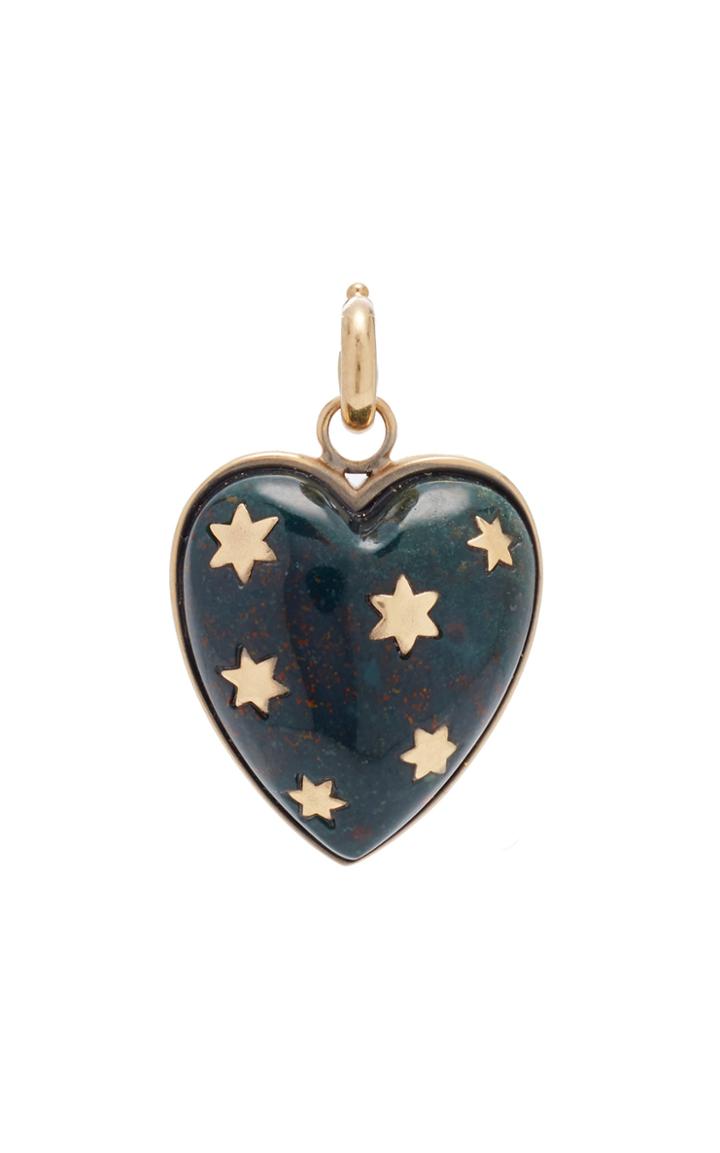 Moda Operandi Storrow 14k Gold And Green Bloodstone Heart Charm