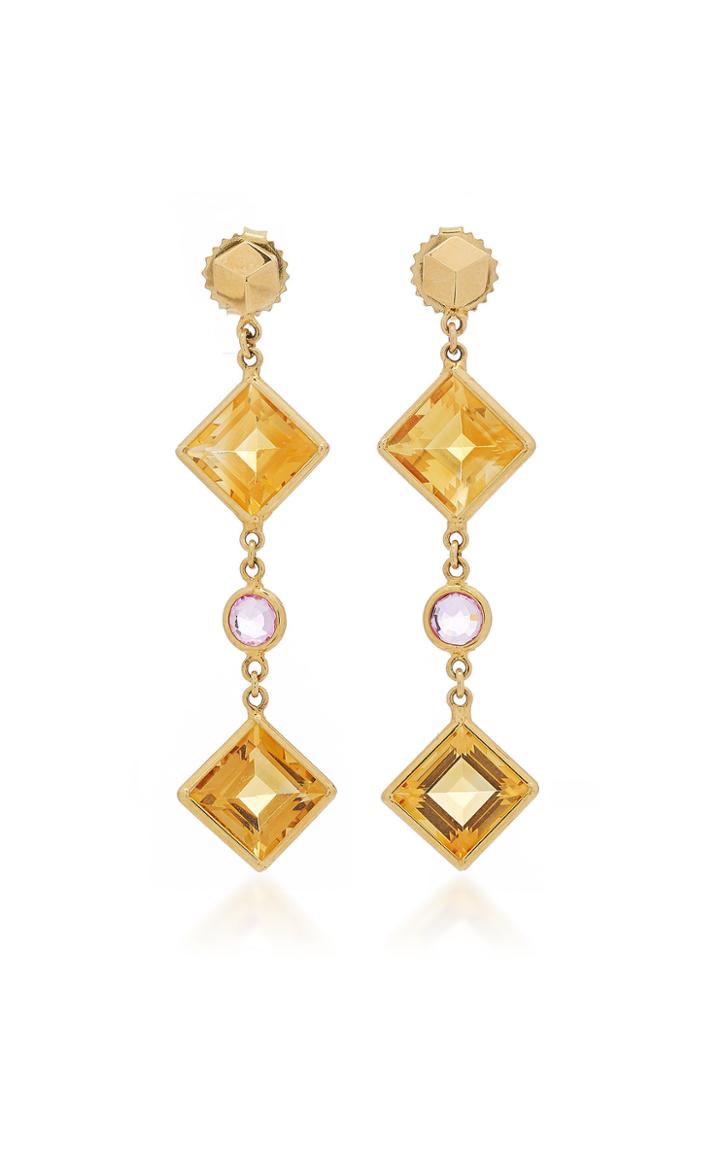 Paolo Costagli Citrine And Pink Sapphire Florentine Earrings
