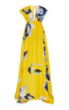 Carolina Herrera Sleeveless V-neck A-line Floral Print Gown