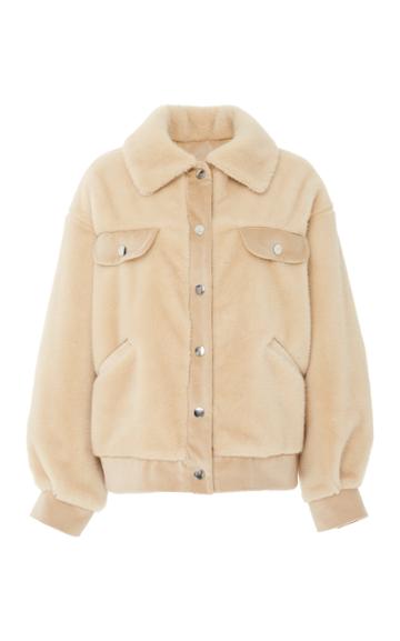 Faz Not Fur Velvet Frost Wool Bomber Jacket