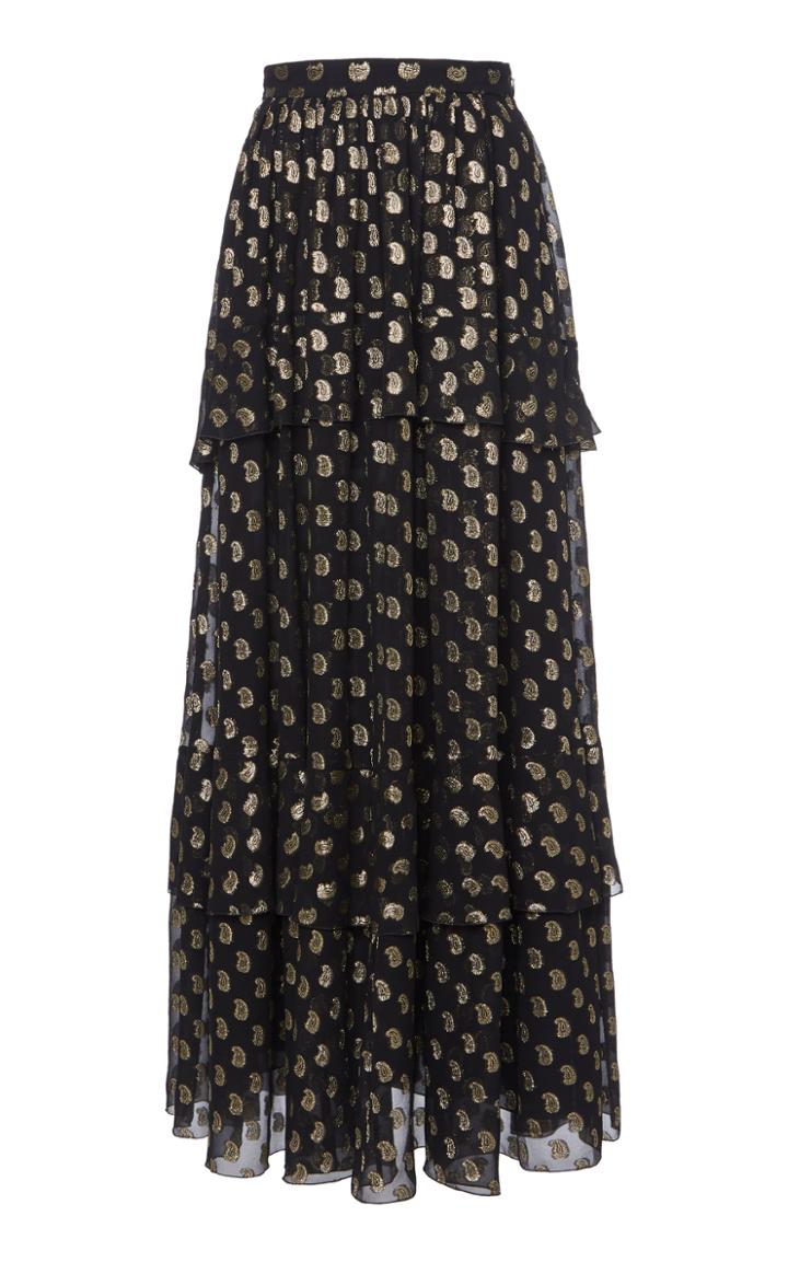 Etro Metallic Embroidered Silk-organza Maxi Skirt