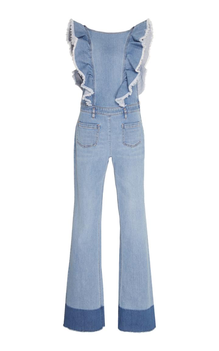 Moda Operandi Red Valentino Butterfly Ruffled Denim Jumpsuit Size: 36