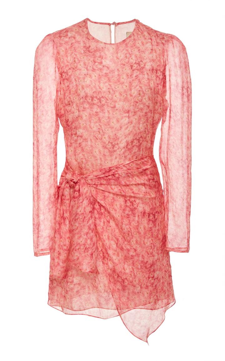 Adriana Degreas Hydrangea Silk Muslin Knotted Dress