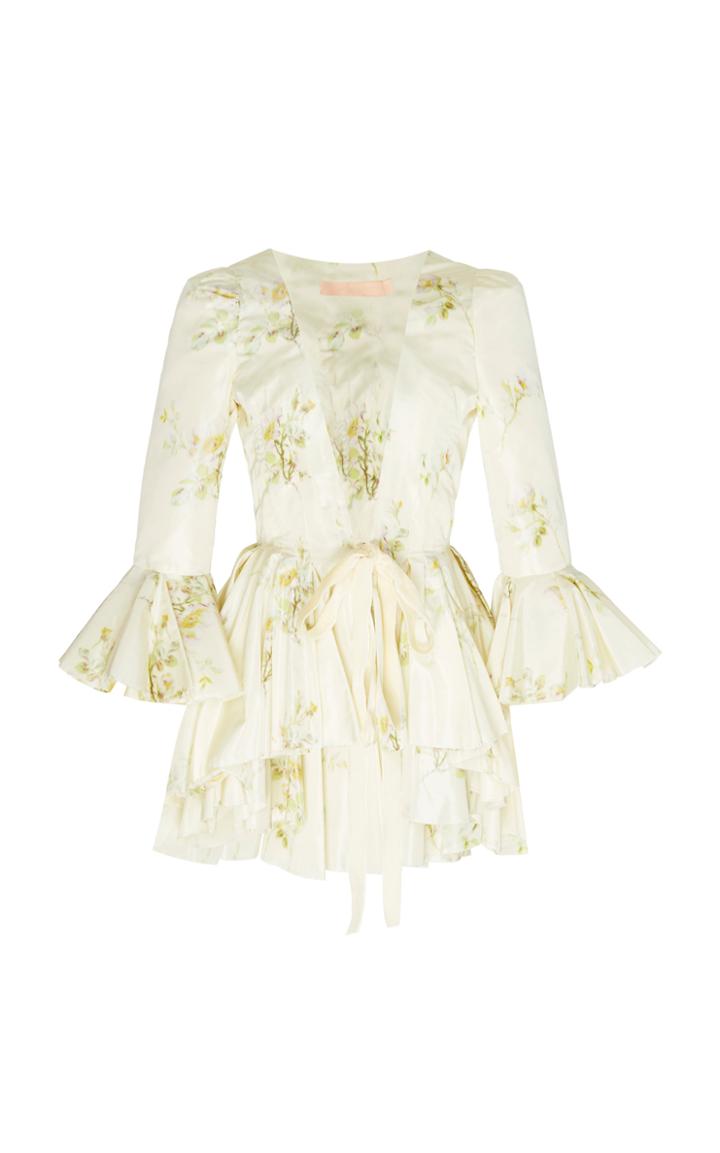 Brock Collection Floral-jacquard Tie-detailed Peplum Jacket