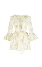 Brock Collection Floral-jacquard Tie-detailed Peplum Jacket