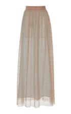 Luisa Beccaria Linen Tulle Embroidered Eyelet Skirt