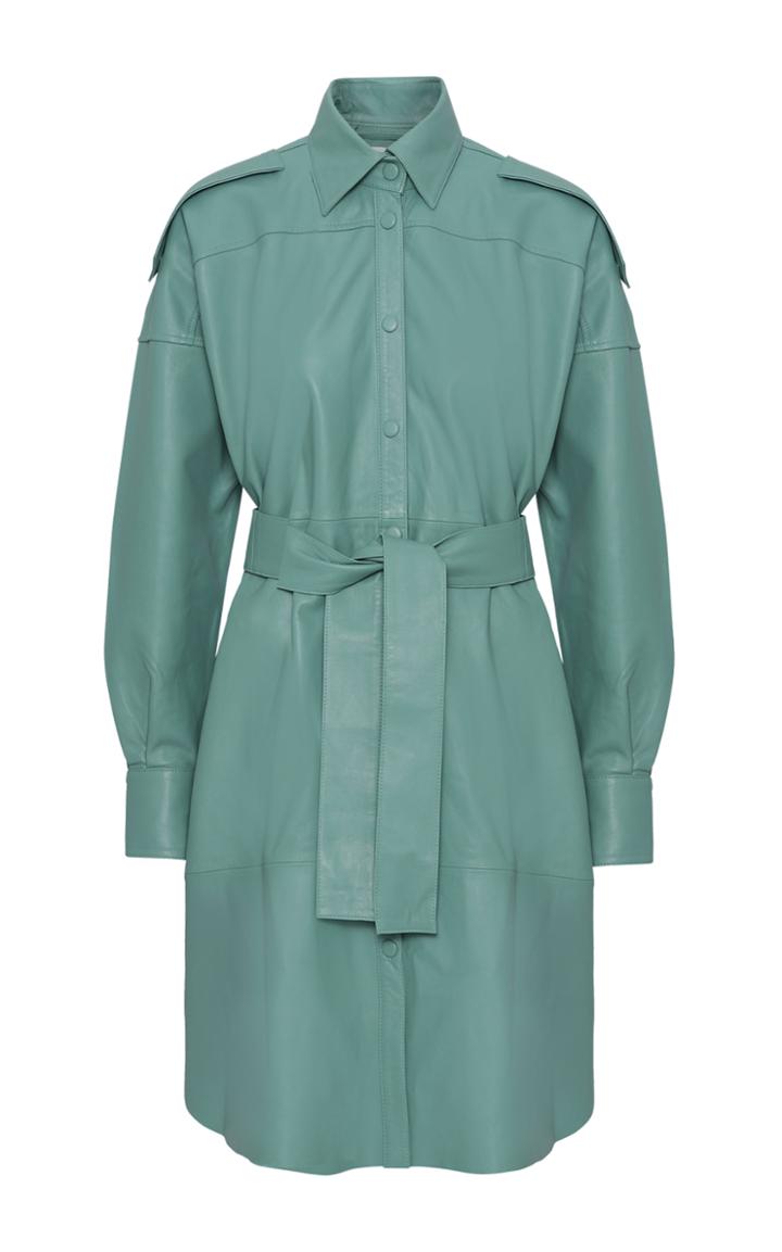 Moda Operandi Remain Lavare Belted Leather Shirt Dress