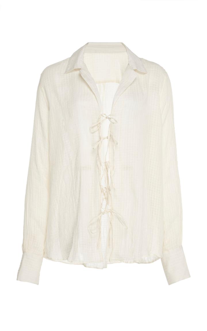 Alix Of Bohemia One Of A Kind Tie-front Cotton Blouse