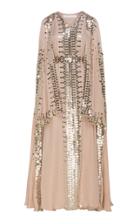 Bthaina Fully Embroidered Tiered Caftan With Cape Sleeves
