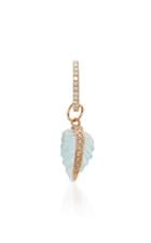 Jacquie Aiche Single Diamond Mini Hoop With Aquamarine Leaf Charm