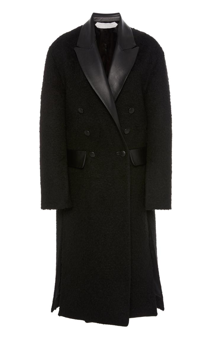 Unttld Marlon Leather-trimmed Wool-blend Coat