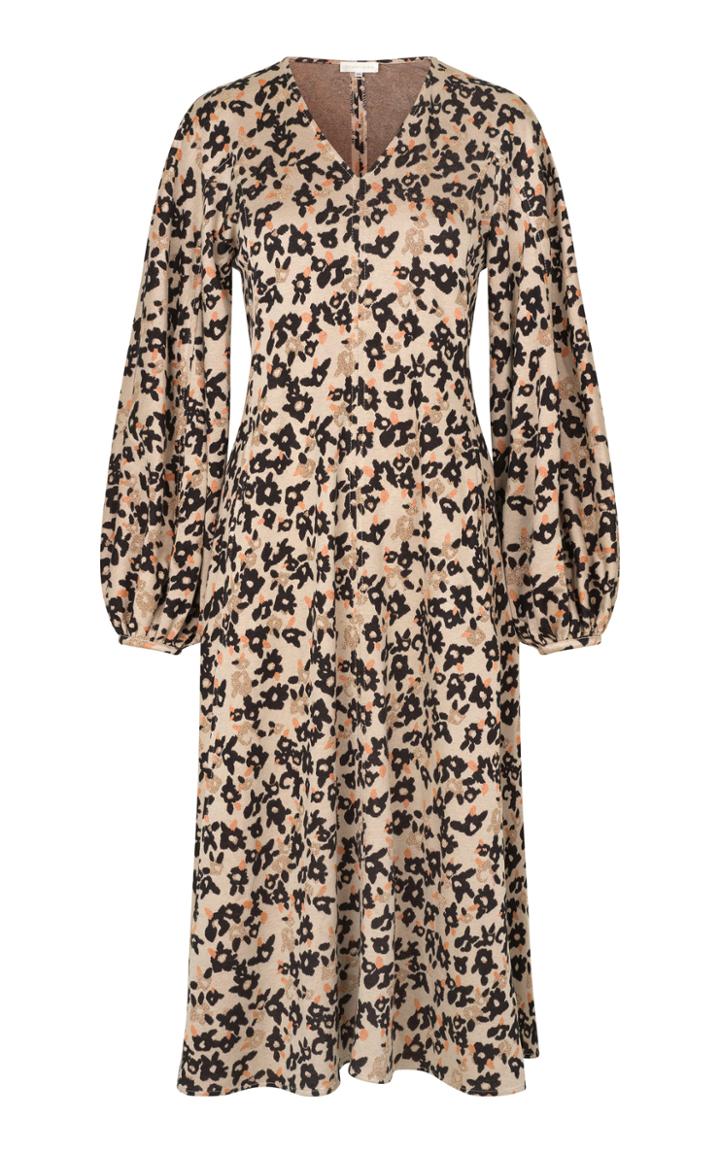 Moda Operandi Stine Goya Rosen Puff-sleeve Metallic Floral Crepe Midi Dress