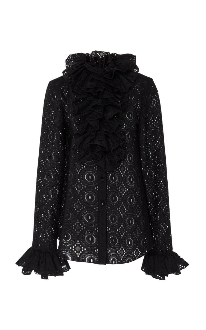 Anna Sui Deco Fleur Ruffled Lace Blouse