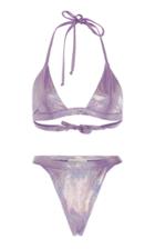 Moda Operandi Alessandra Rich Glitter Triangle Bikini Set Size: 38