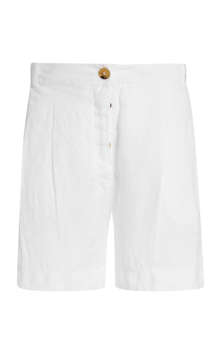 Asceno The Madrid Pleated Linen Shorts