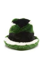 Anna Sui Color-block Stripe Faux Fur Hat