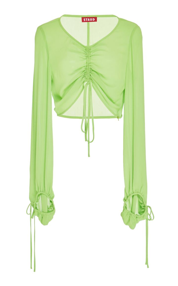 Moda Operandi Staud Blossom Cinch-tie Gauze Crop Top Size: Xs