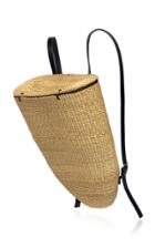 Ins Bressand Cone Leather-trimmed Straw Backpack