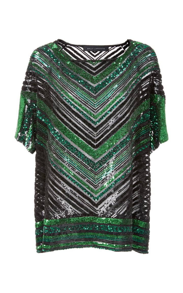 Sally Lapointe Chevron Sequin Oversized Tee