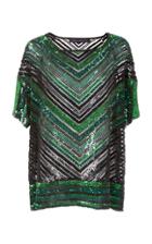 Sally Lapointe Chevron Sequin Oversized Tee