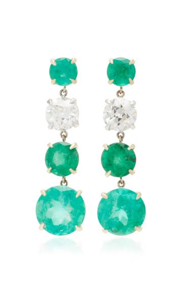 Maria Jose Jewelry 18k Gold Emerald And Diamond Earrings